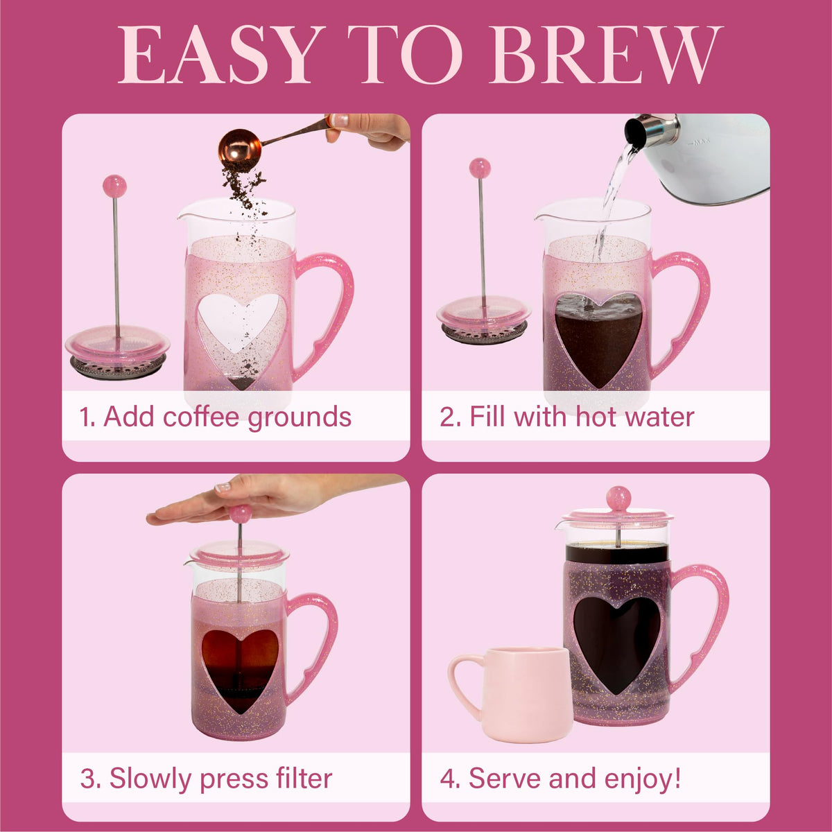 8-Cup Pink French Press Coffee Maker R471956