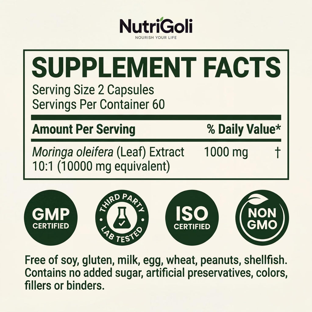 Moringa Capsules 1000mg 120 Vegetarian Capsules F859182