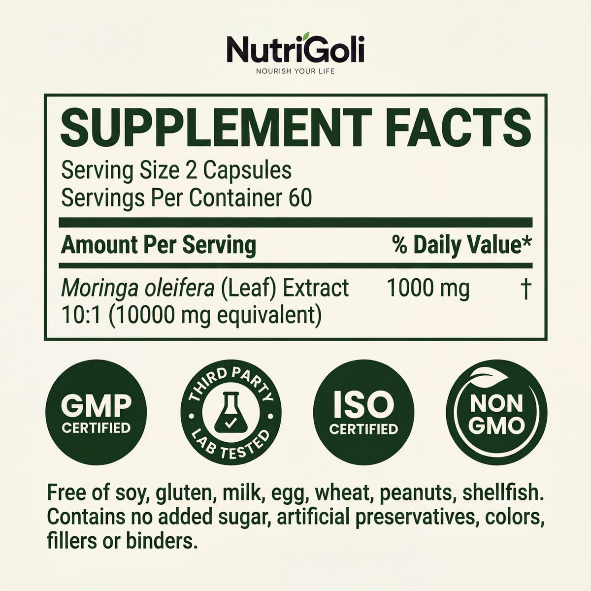 Moringa Capsules 1000mg 120 Vegetarian Capsules F859182