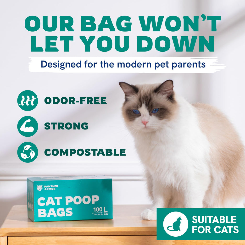 100 Large Compostable Unscented Cat Litter Bags D37522
