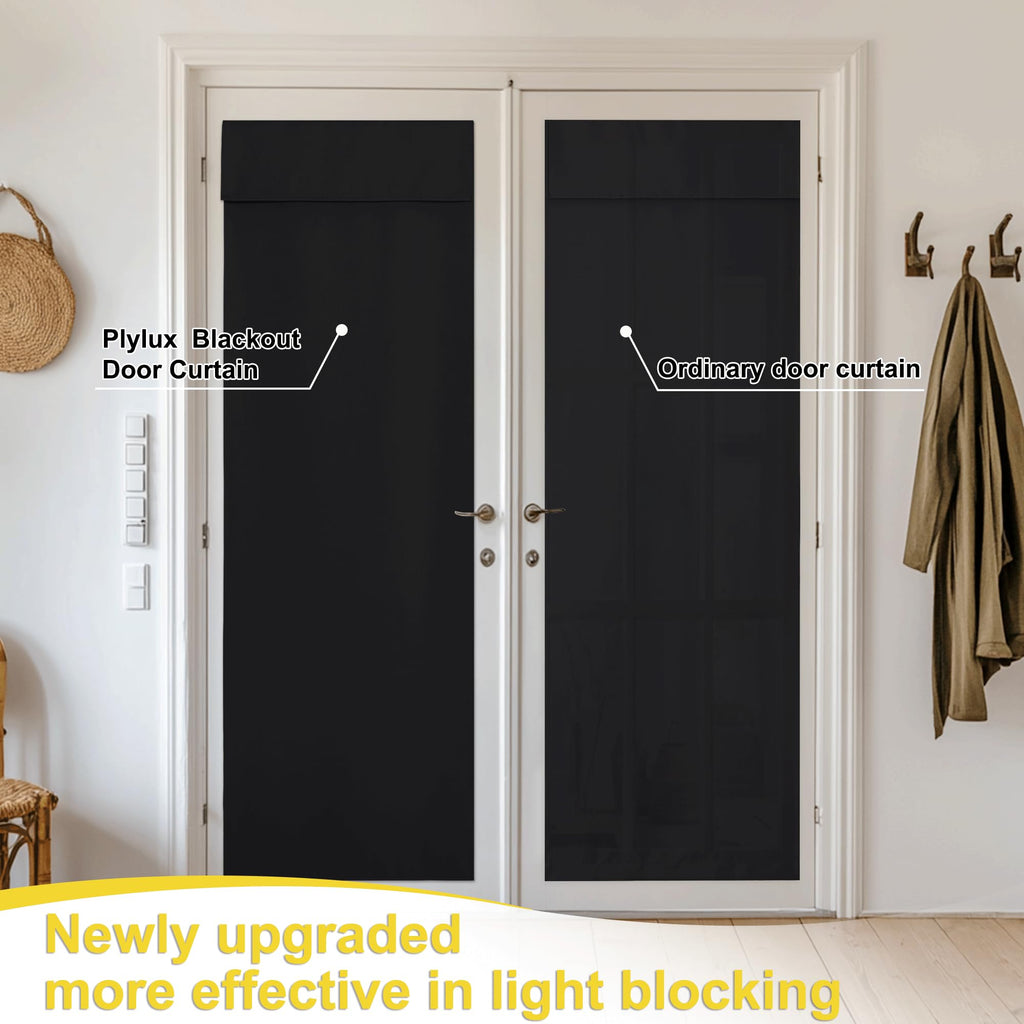Black 100% Blackout French Door Curtains Y236