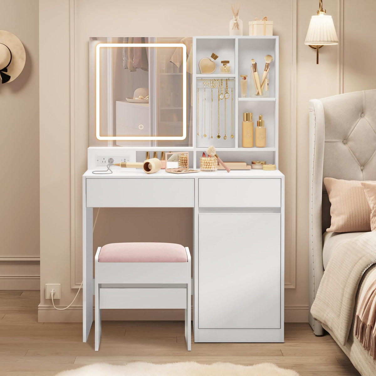 Vanity Desk with Mirror and Lights E427382