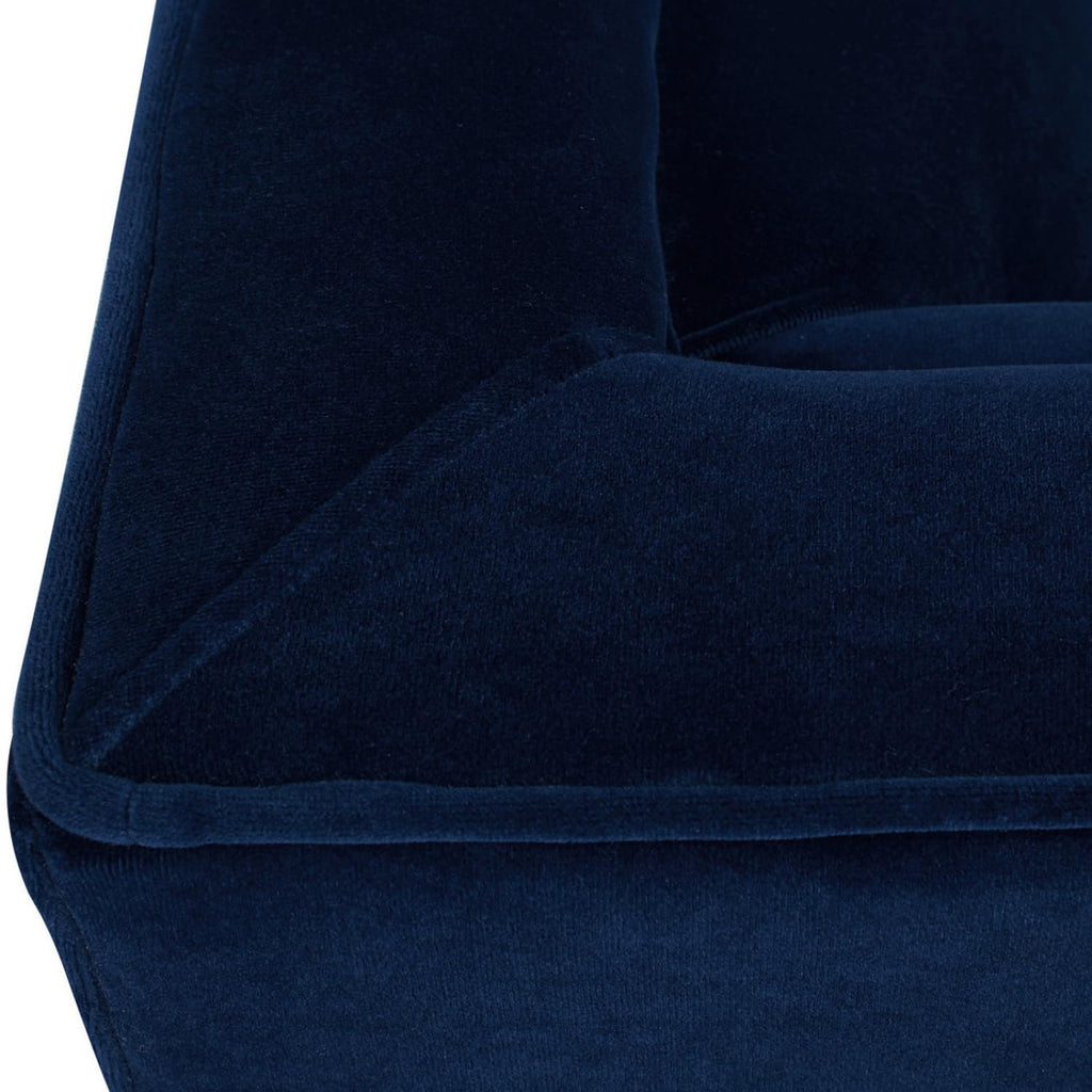 84" Tufted Navy Blue Velvet Sofa with Two Reversible Cushions N4227