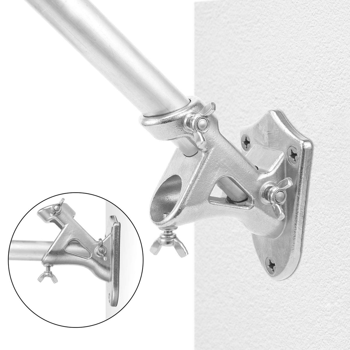 Stainless Steel Heavy Duty Flag Pole Holder Wall Mount Bracket 2 Positions M418135