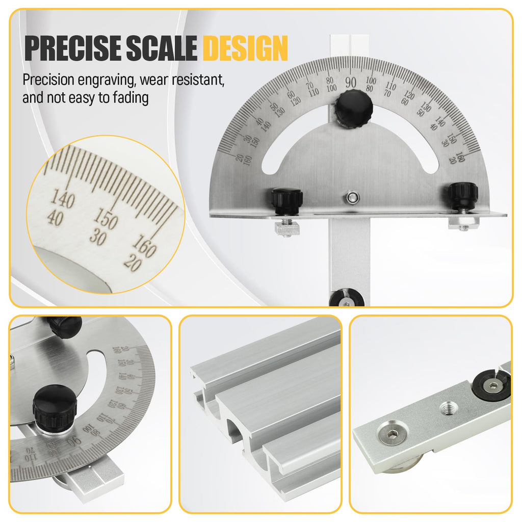 Table Saw Miter Gauge System with Miter Fence, 120° Angle Stops Adjustable, 250mm S29635
