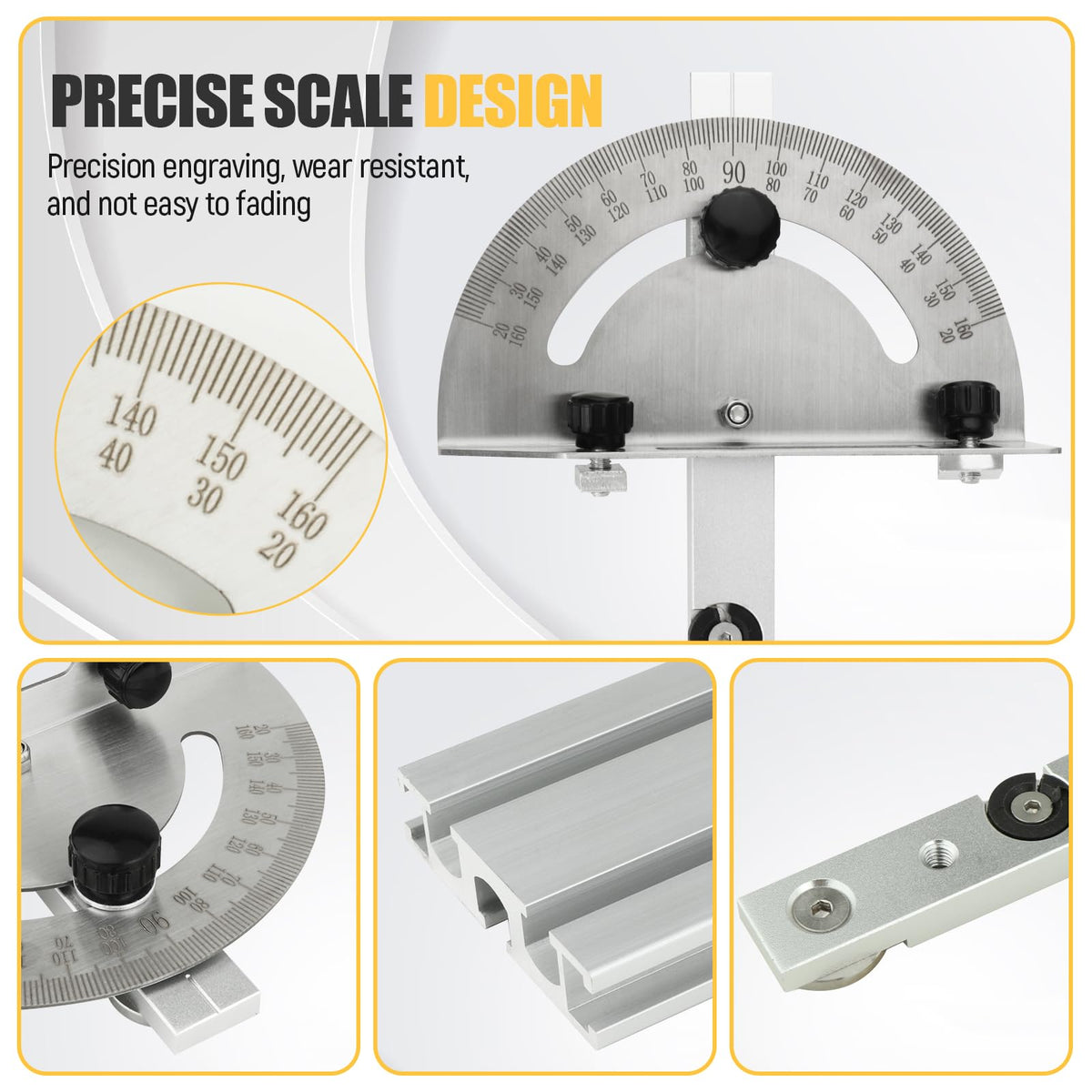 Table Saw Miter Gauge System with Miter Fence, 120° Angle Stops Adjustable, 250mm S29635