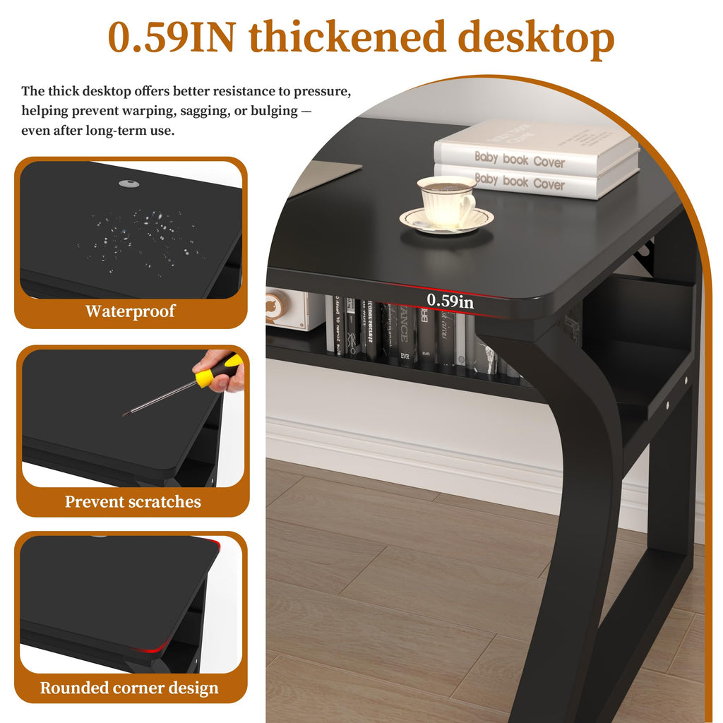 Black 55" Wood Computer Desk H789694