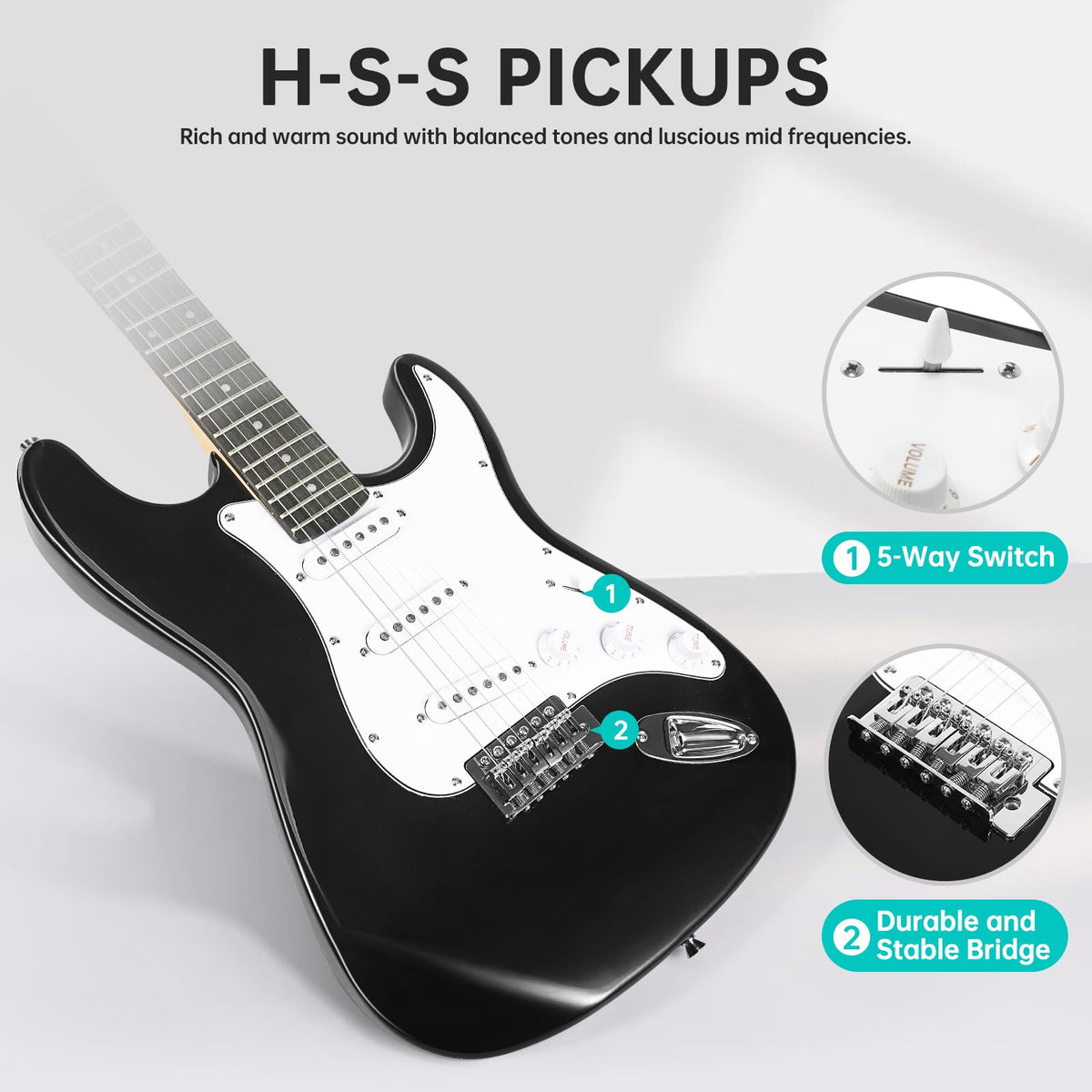 39 Inch Solid Full-size Electric Guitar with Amplifier Bag E138