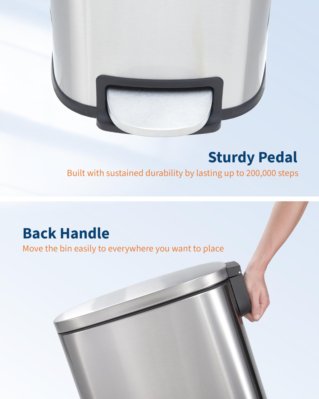 50L Stainless Steel Step Trash Can with Lid B174530