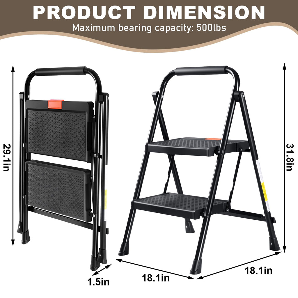 2 Step Steel Ladder with Anti-Slip Pedal F951920
