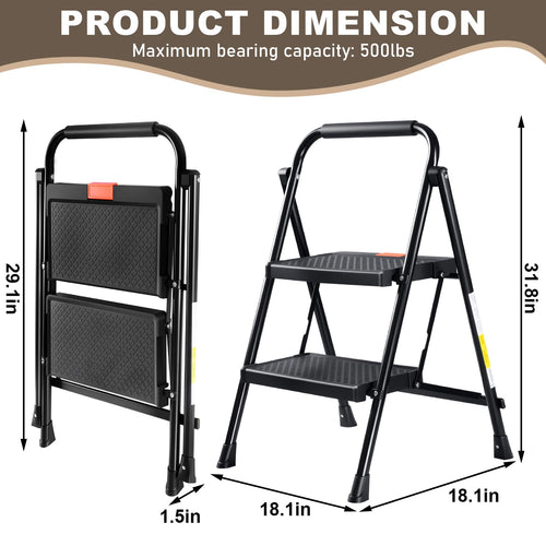 2 Step Steel Ladder with Anti-Slip Pedal F951920