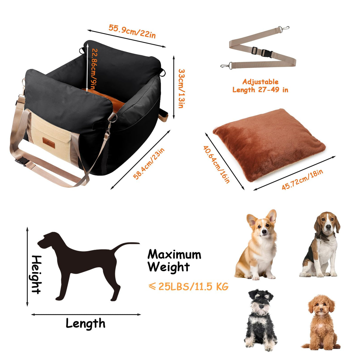 Dog Car Seat for Small Dogs Under 25 lbs J77600