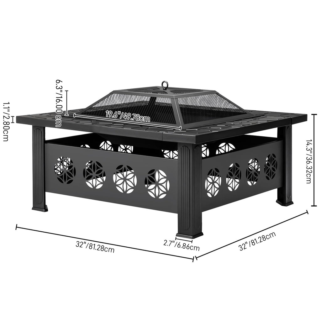 32 Inch Square Wood Burning Fire Pit Table G8139