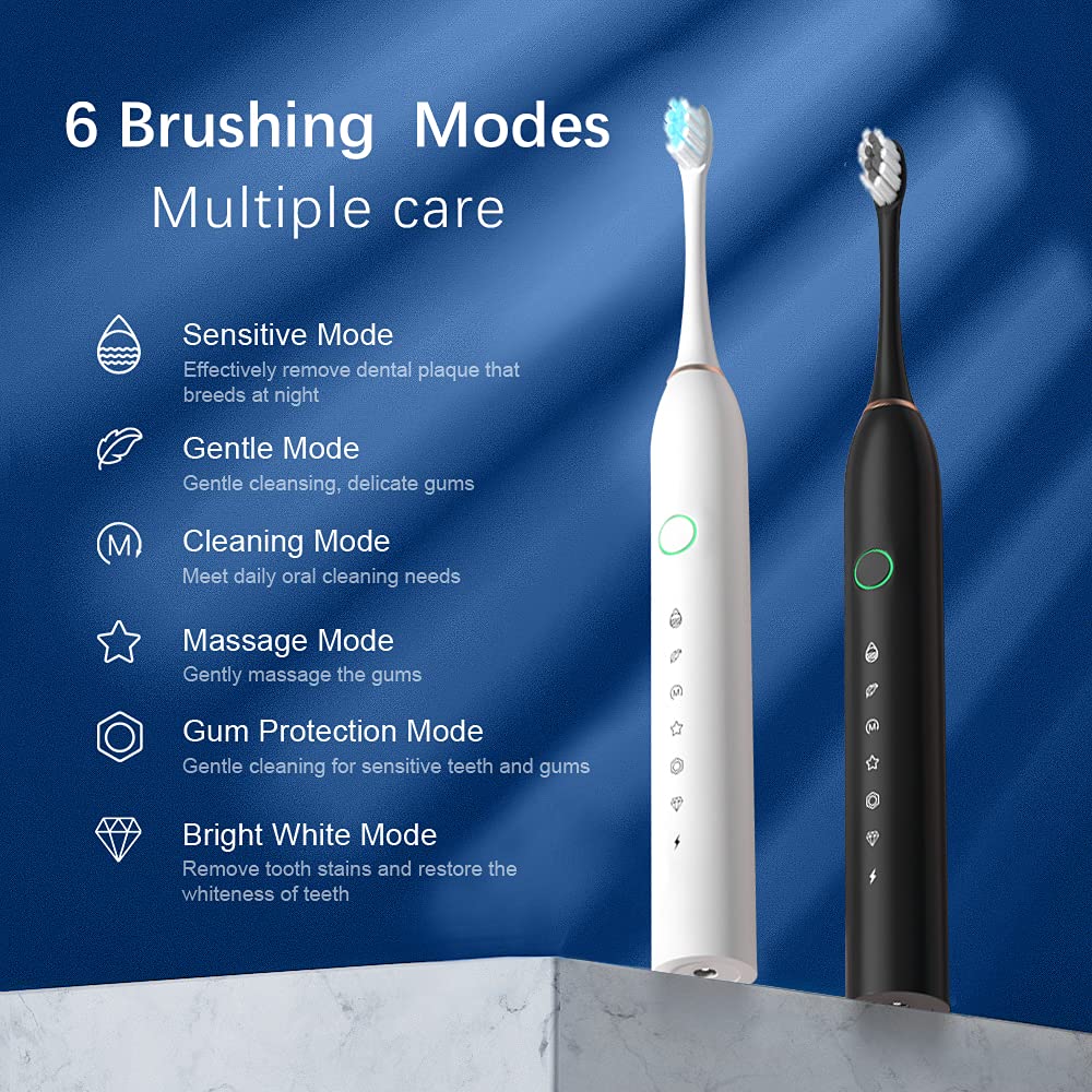 2 Pack Rechargeable Electric Toothbrushes with 8 Brush Heads B54592
