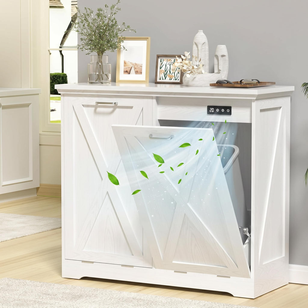 10 Gallon White Tilt Out Trash Can Cabinet X61415