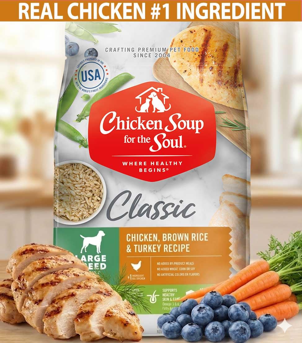 Large Breed Adult Dry Dog Food Chicken Brown Rice Turkey 28lb V4130