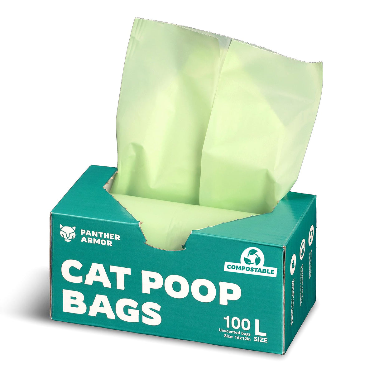 100 Large Compostable Unscented Cat Litter Bags D37522
