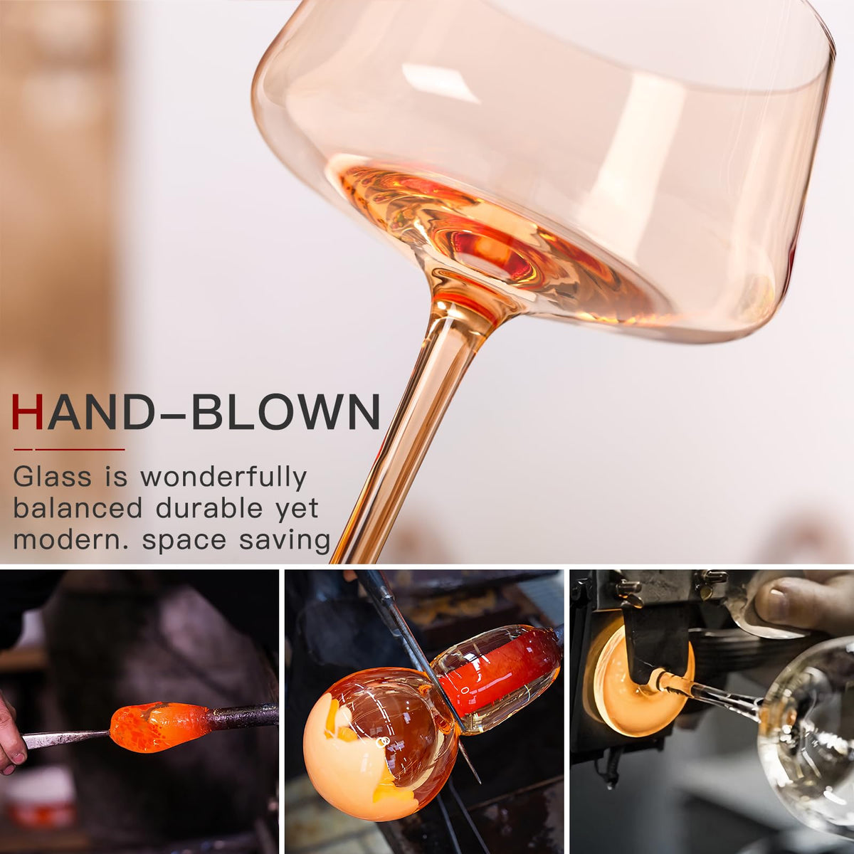 Hand Blown Colored Coupe Glasses Set of 6 T27987
