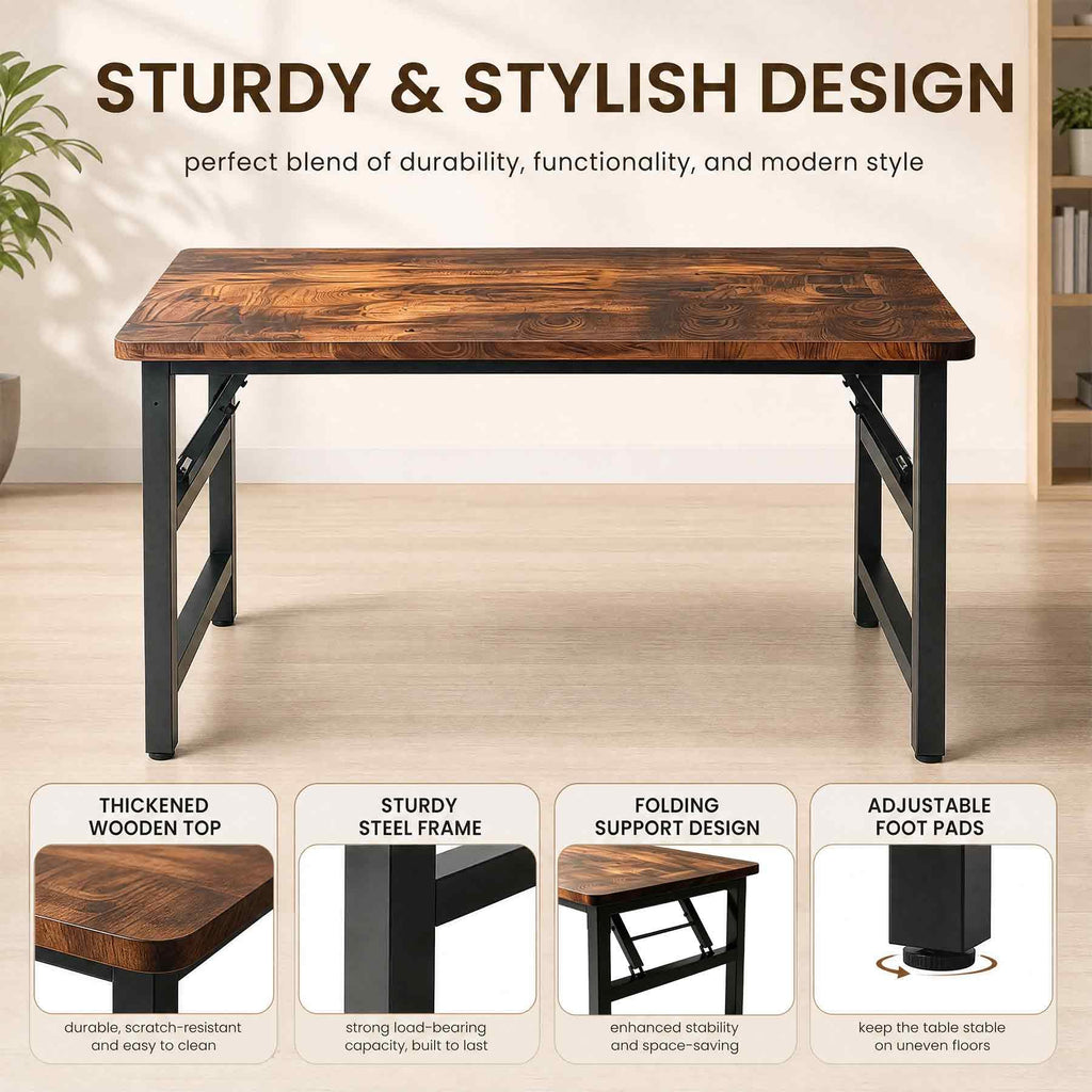 31.5 Inch Rustic Brown Folding Table Y197