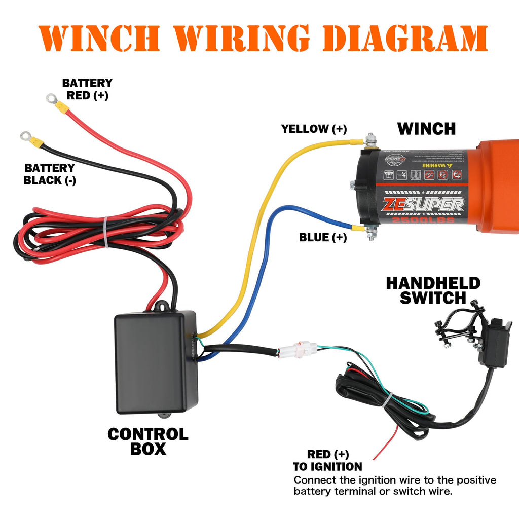 2500 lb Electric Winch 30ft Synthetic Rope 12V DC E970522