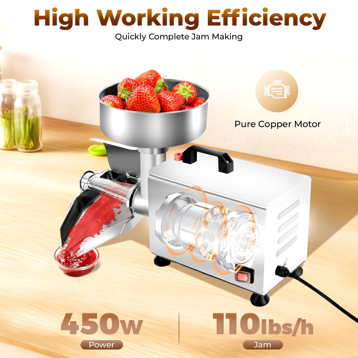 110v 450w Stainless Steel Electric Tomato Strainer I314