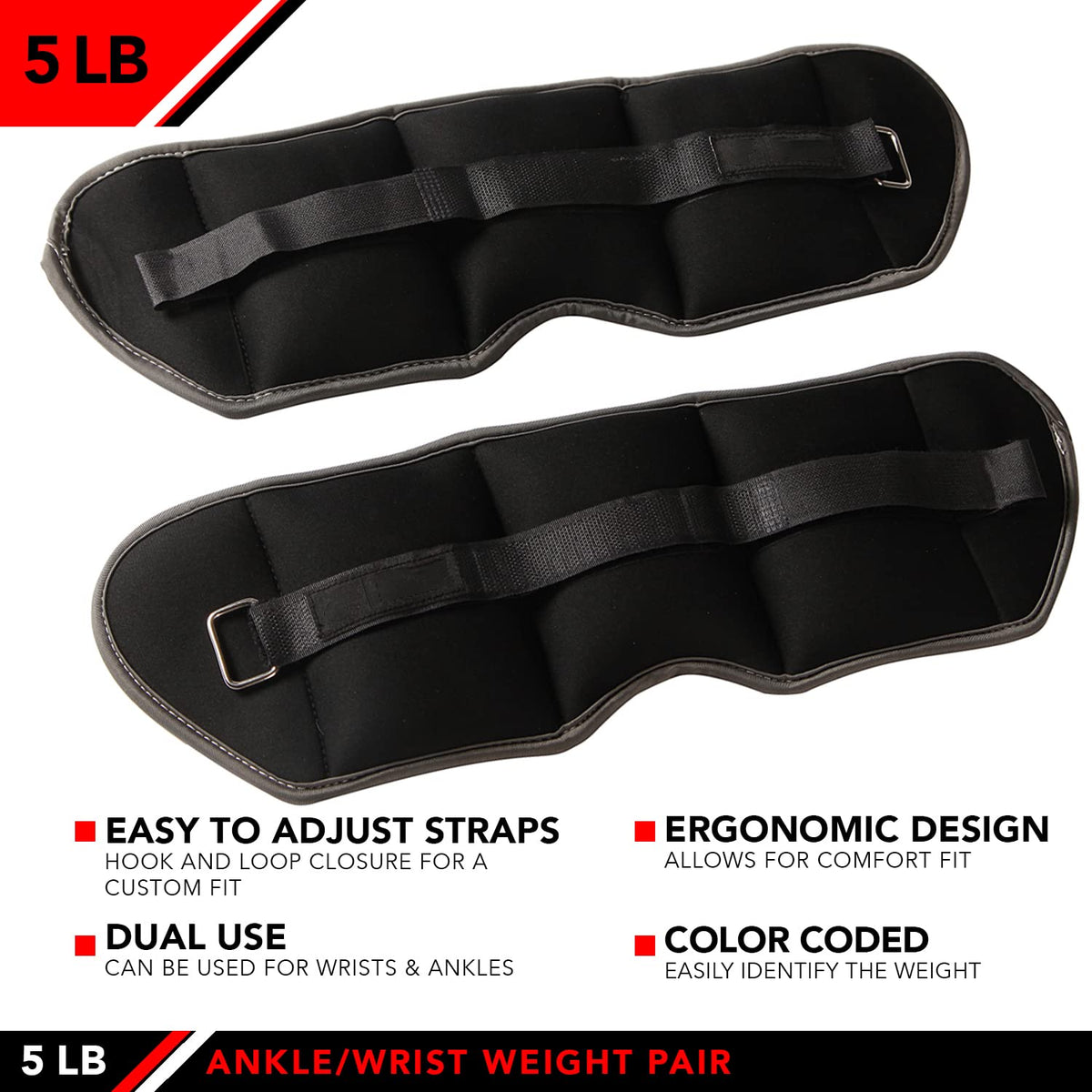 Ankle Weights Pair Set of 2 Adjustable Straps G81357