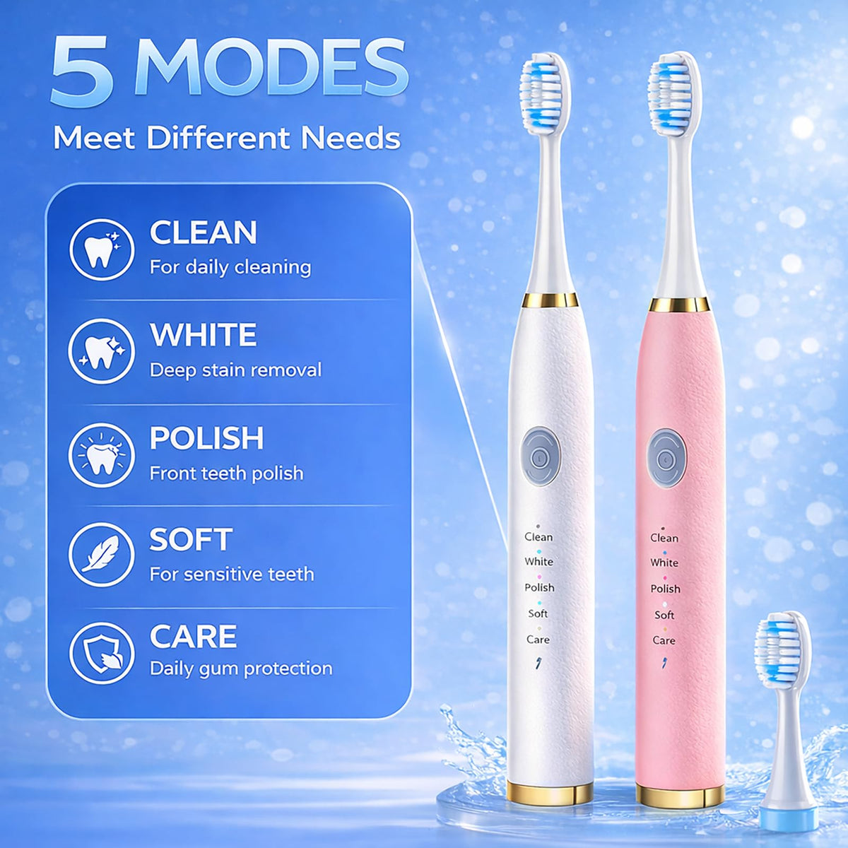 2 Pack Electric Toothbrush with 10 Replacement Brush Head E5837