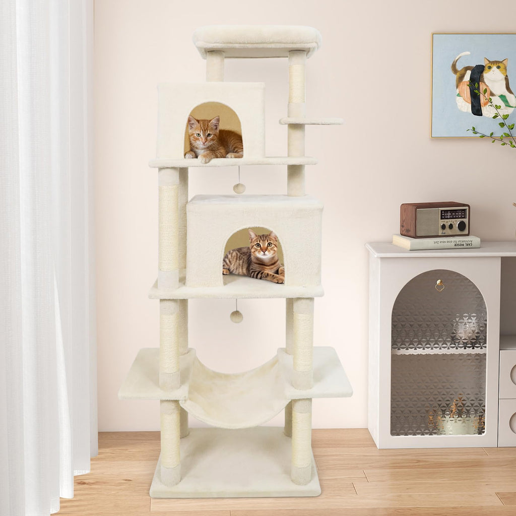 70 Inch Multi-Level Cat Tree with Sisal Scratching Posts and Condos N367157