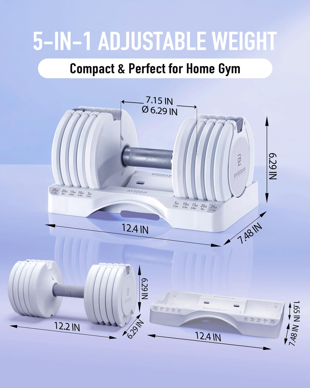 Adjustable Dumbbell 5-in-1 White D363