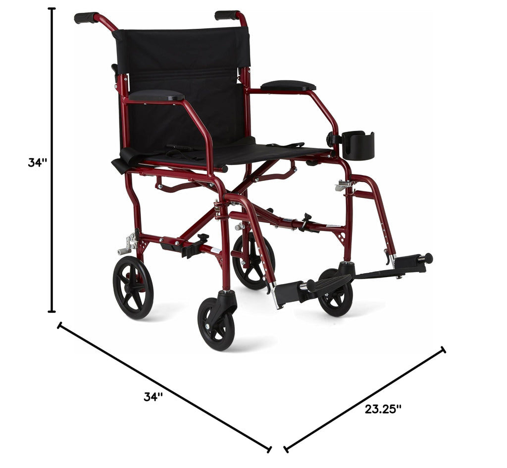 Ultra Lightweight Foldable Transport Wheelchair 19-Inch Seat G95665