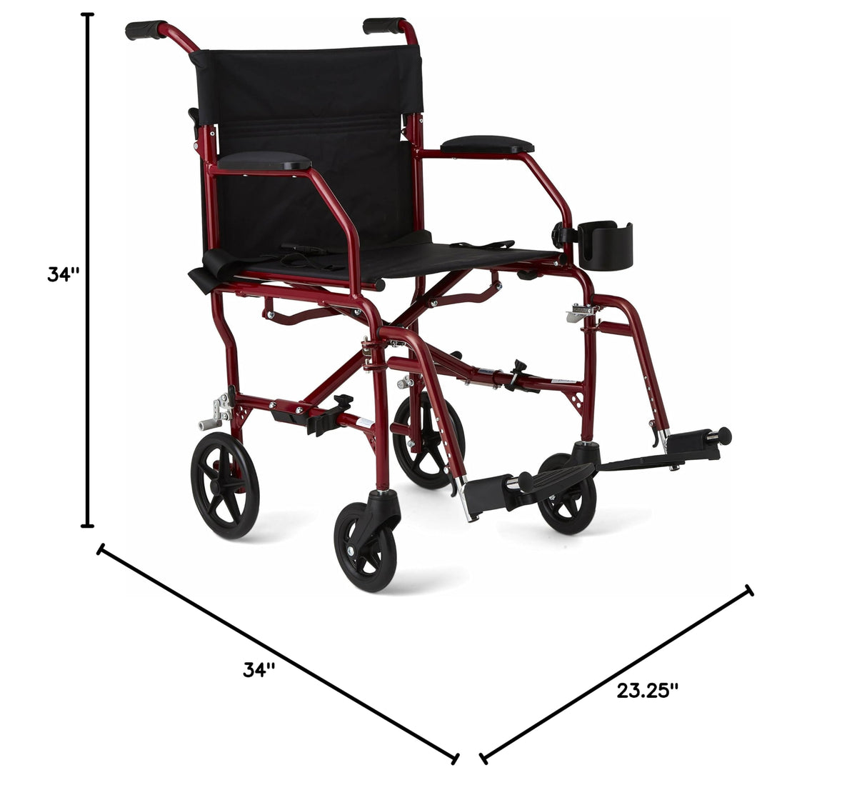 Ultra Lightweight Foldable Transport Wheelchair 19-Inch Seat G95665