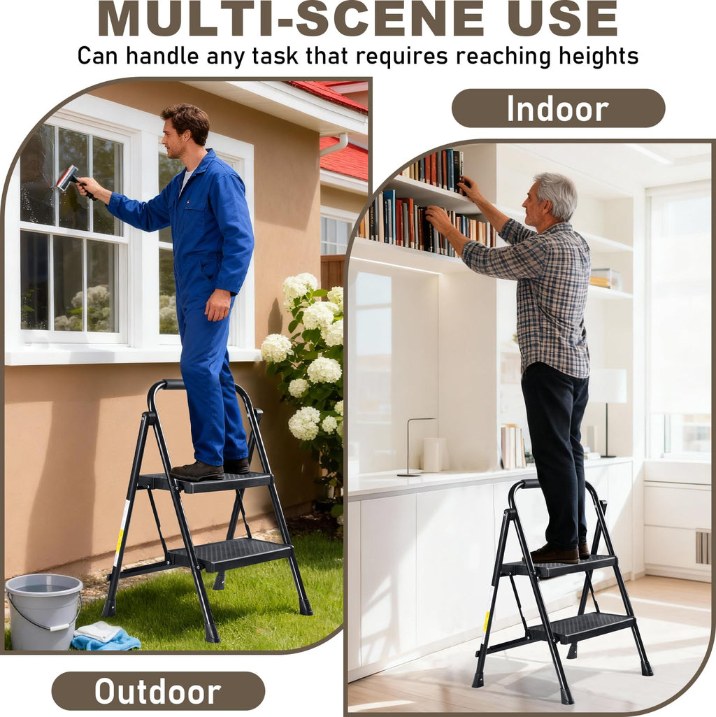 2 Step Steel Ladder with Anti-Slip Pedal F951920