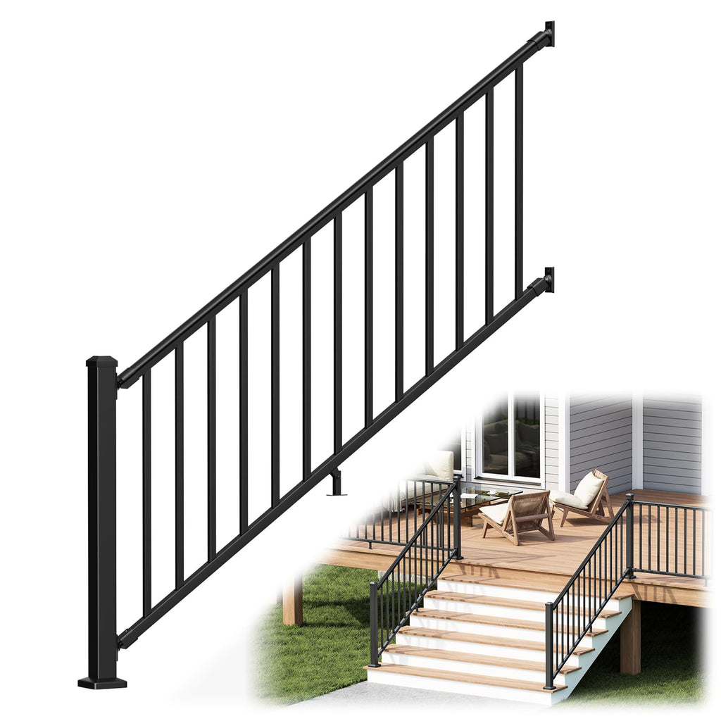 1 Pack 36 in. H x 6 ft. W Aluminum Stair Railing Kit with Post H248528
