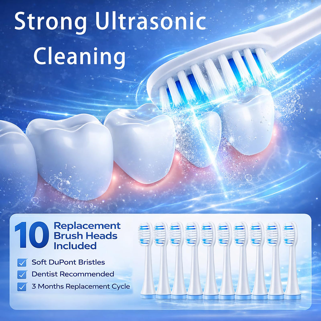 2 Pack Electric Toothbrush with 10 Replacement Brush Head E5837