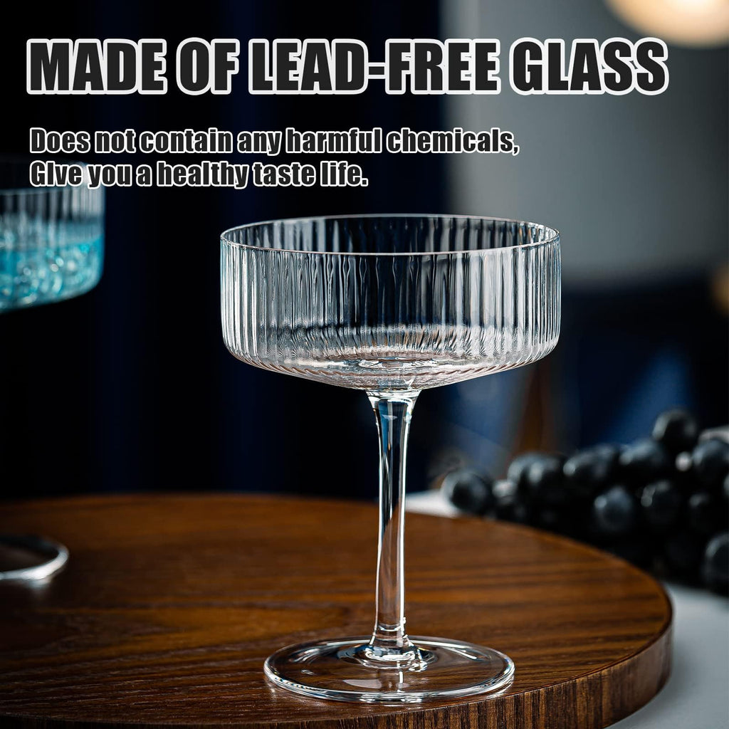Set of 6 Ribbed Coupe Cocktail Glasses X858393