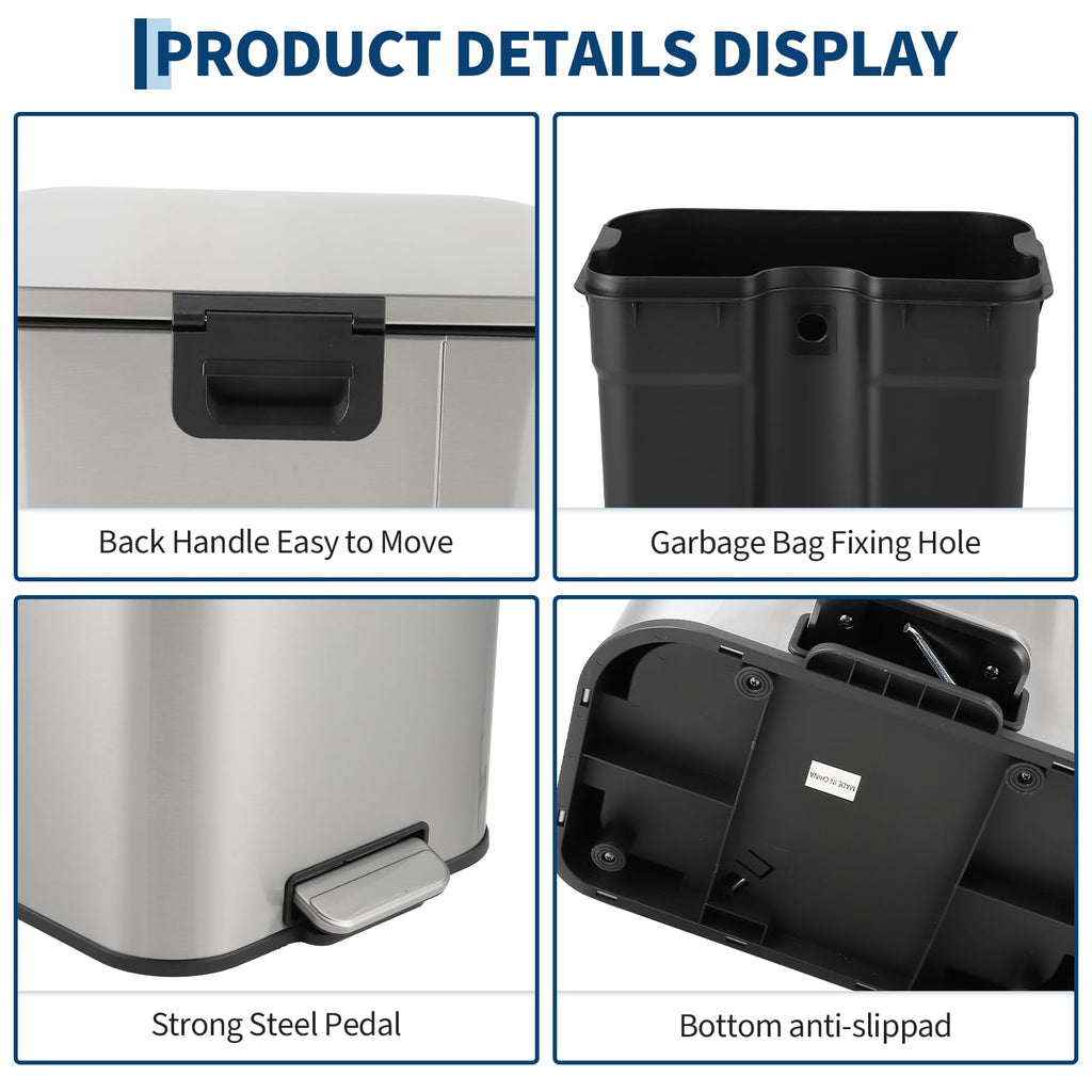 13.2 gal Stainless Steel Step Trash Can X987995