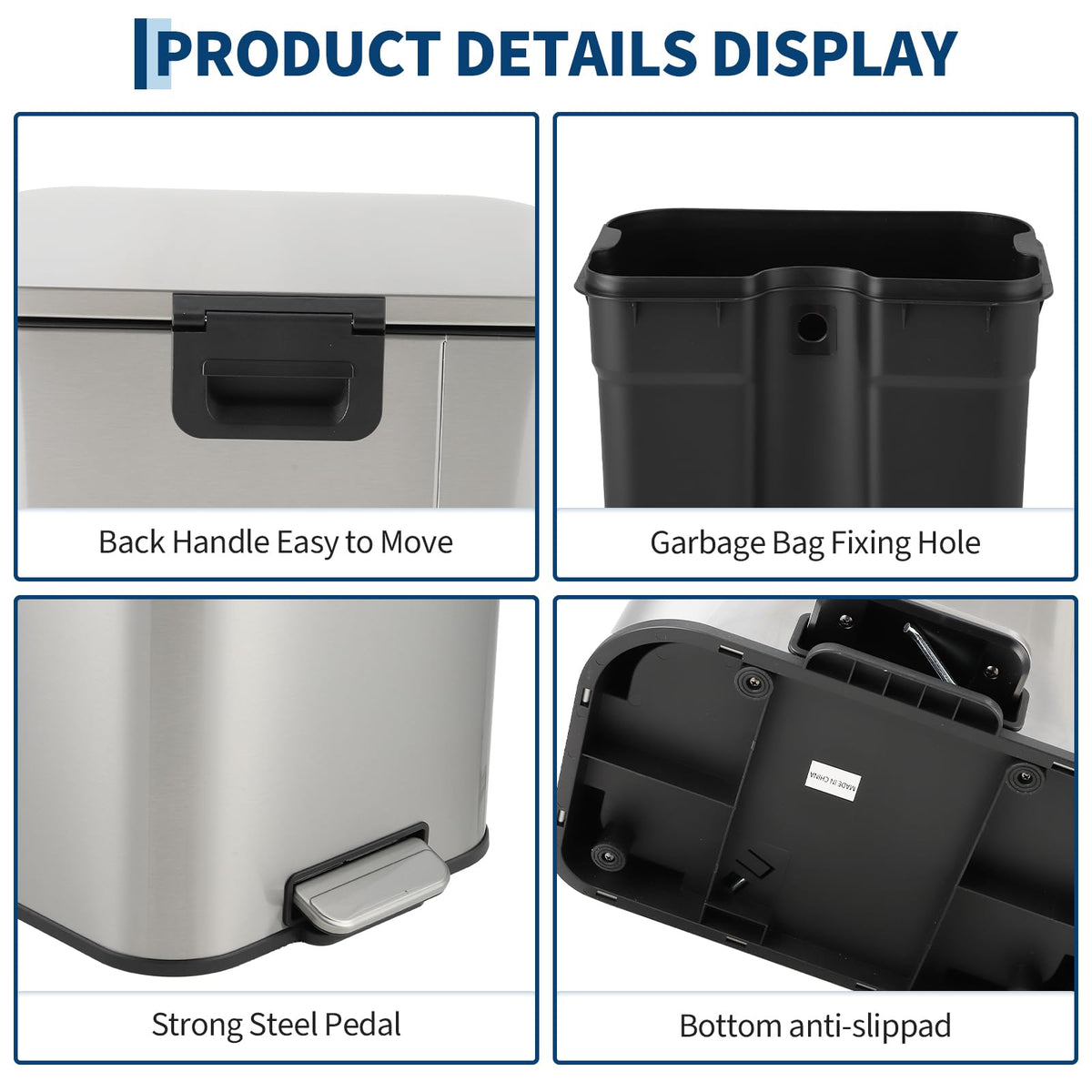 13.2 gal Stainless Steel Step Trash Can X987995