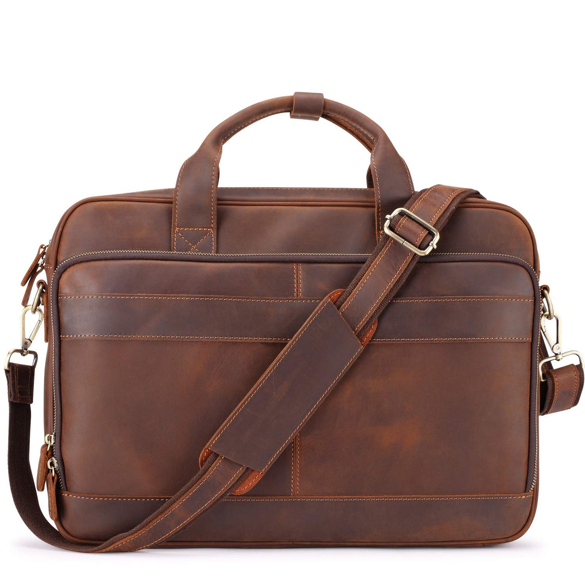 Full Grain Leather Briefcase Fits 15.6 Inch Laptop S7682