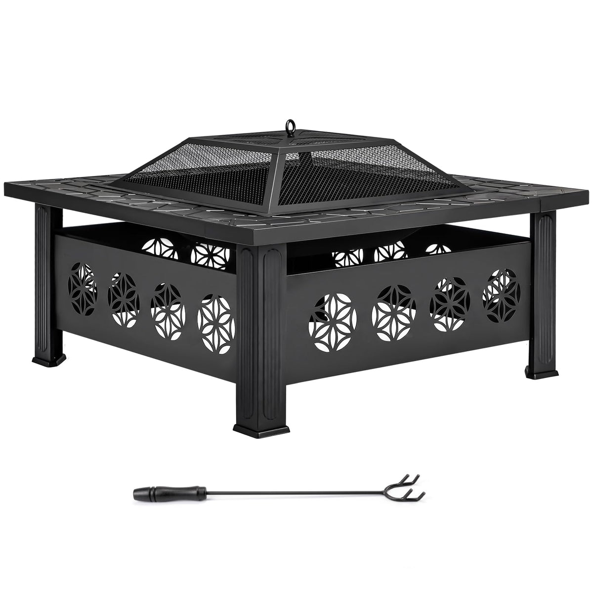 32 Inch Square Wood Burning Fire Pit Table G8139