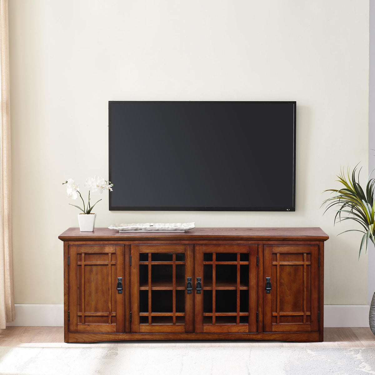 Solid Wood Mission Oak Four Door TV Stand H137108