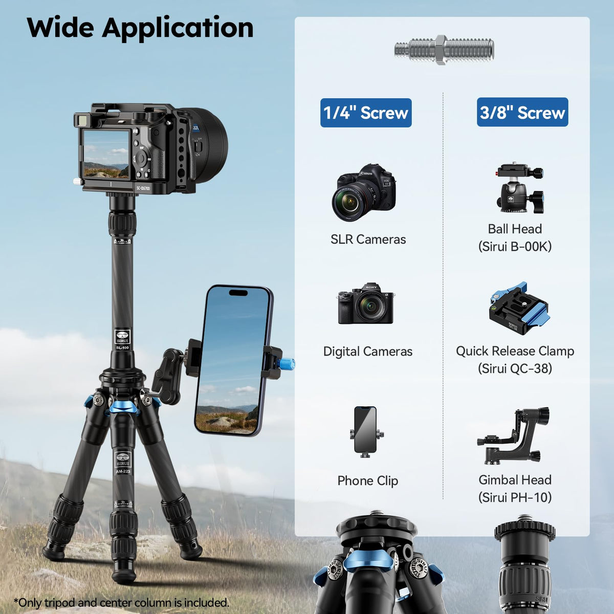 Lightweight Carbon Fiber Mini Travel Tripod F12127