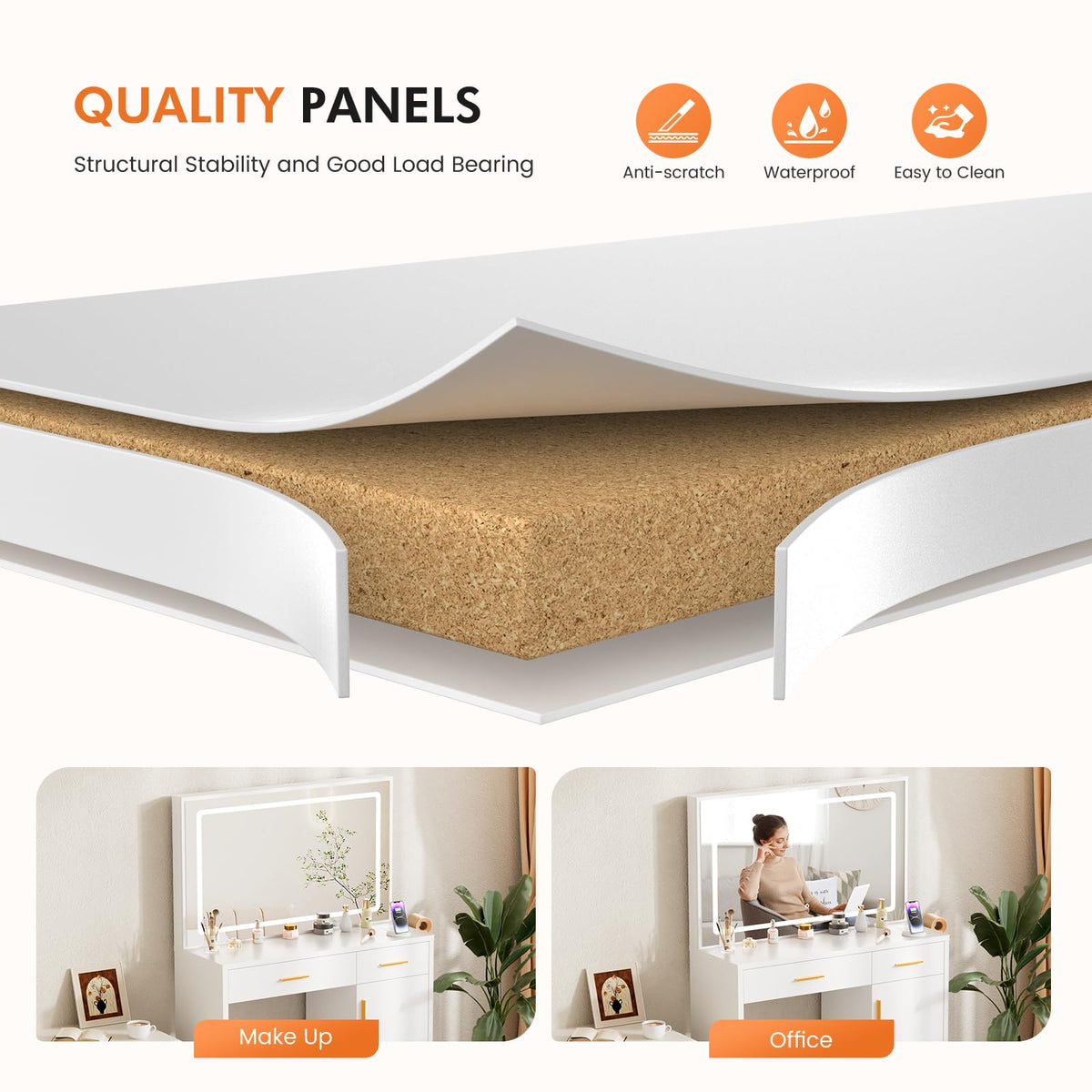 Makeup Vanity Desk with LED Mirror H2765