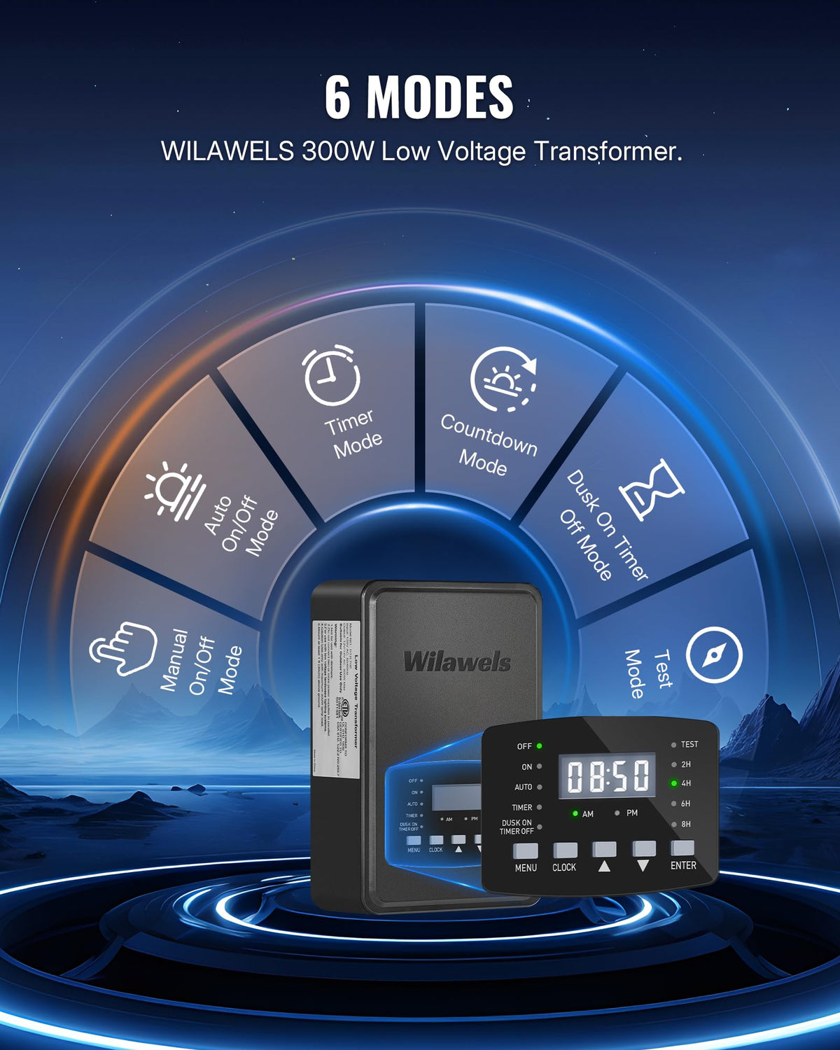 300W Low Voltage Landscape Transformer with Timer and Photocell Sensor H96985
