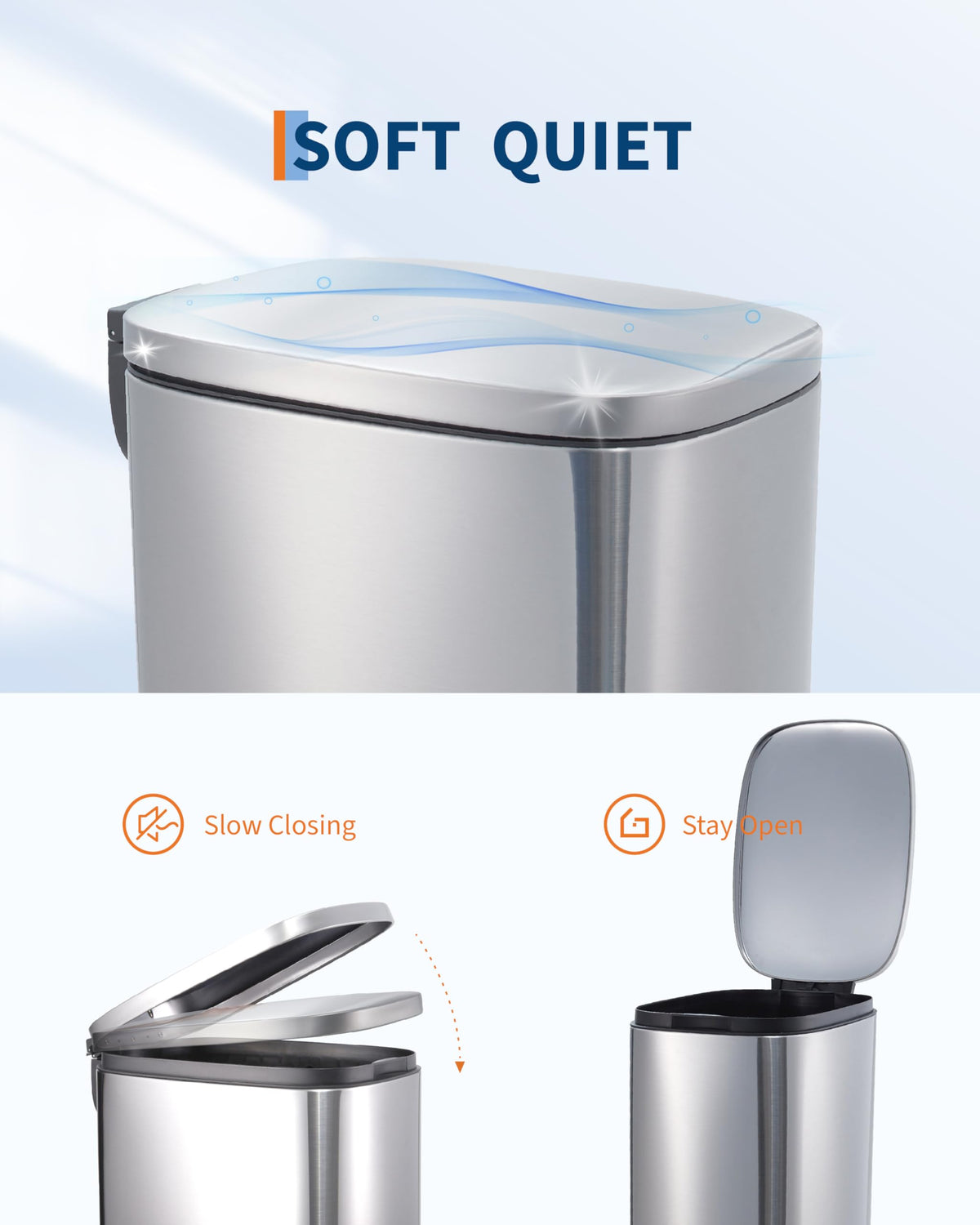 50L Stainless Steel Step Trash Can with Lid B174530