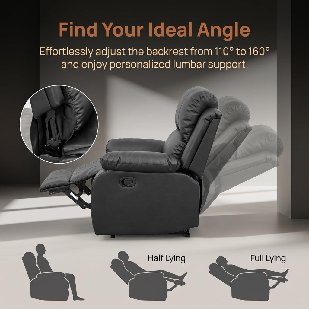 Black 3 Piece Leather Recliner Sofa Set with Cup Holders M214553