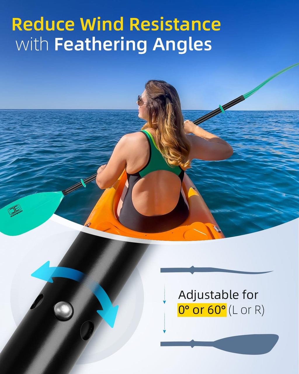 86in/218cm 90.5in/230cm Alloy Shaft 2-Piece Kayak Paddle S102