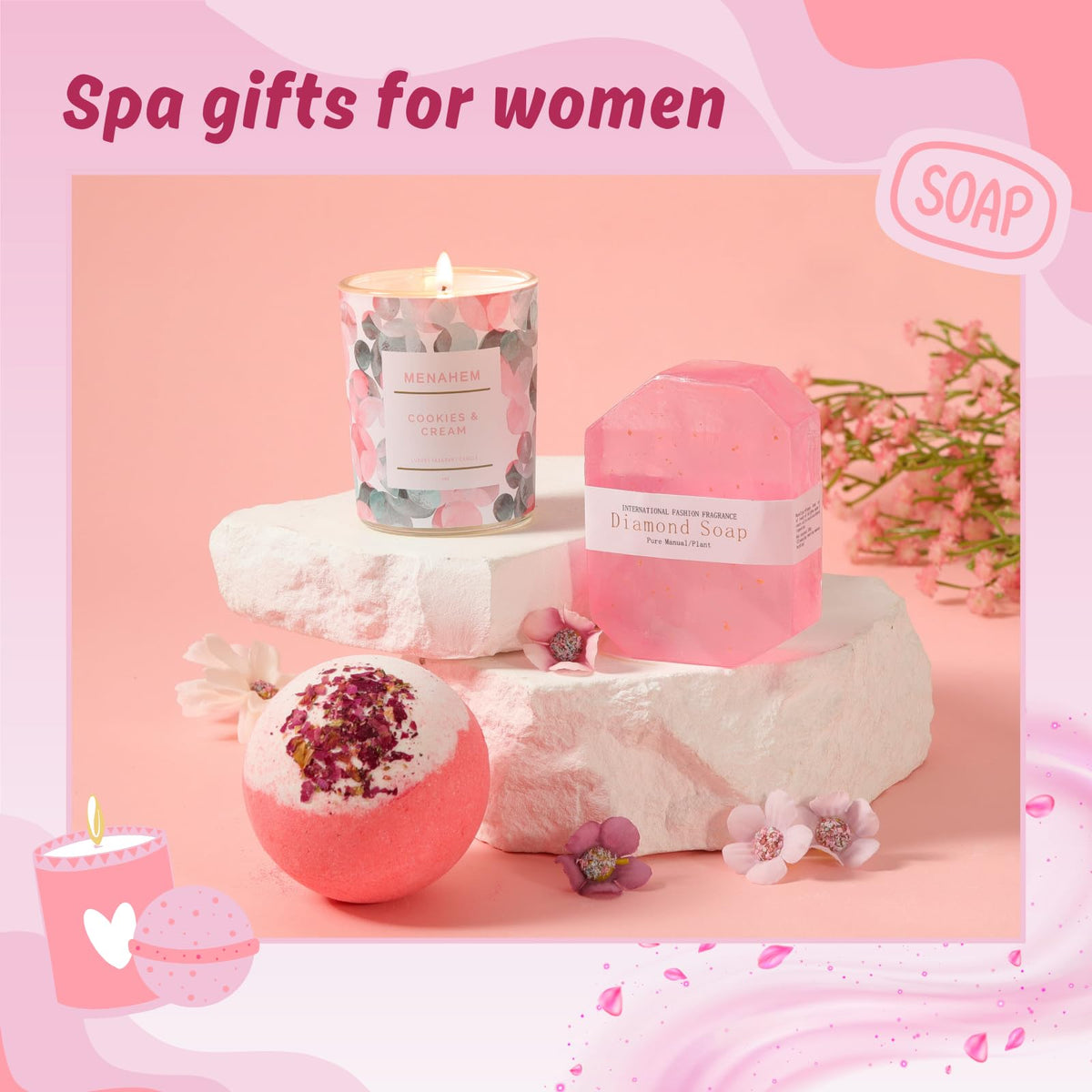 Pink 9pc Spa Bath Gift Set L710
