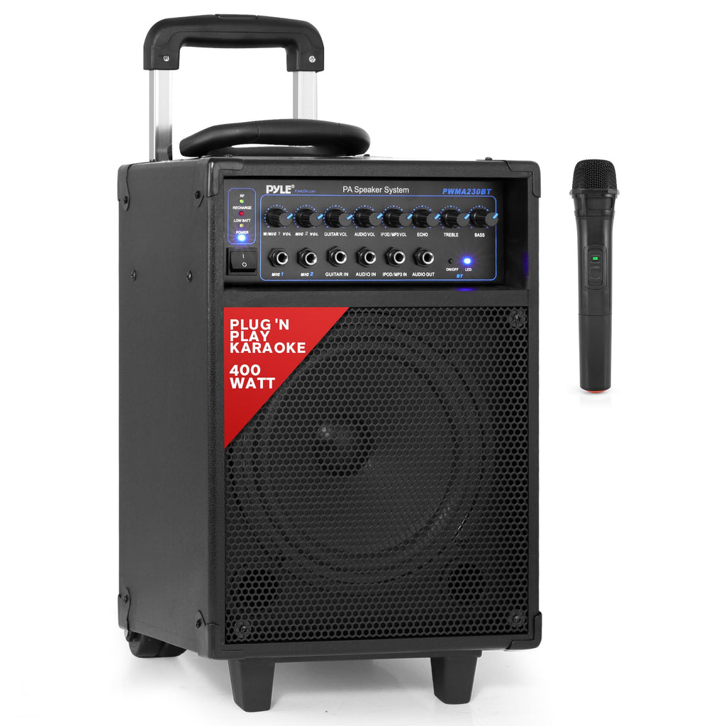 Wireless Portable PA System 400W Bluetooth Compatible Rechargeable Battery Powered Speaker Microphone Set C55546