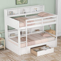 Twin Over Twin Wooden Bunk Bed with Shelves and Storage Drawer L6638