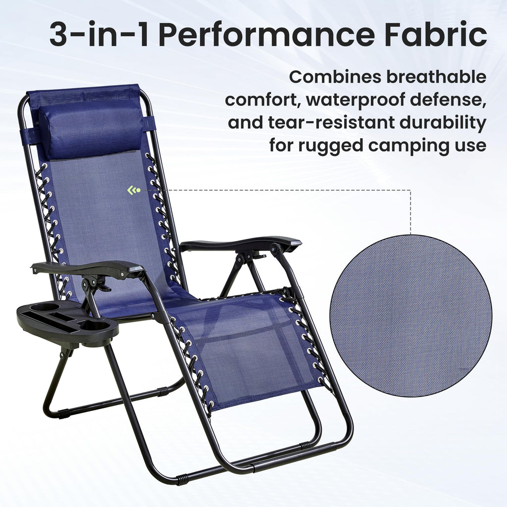 Blue 2-Pack Zero Gravity Lounge Chair with Cup Tray C9772